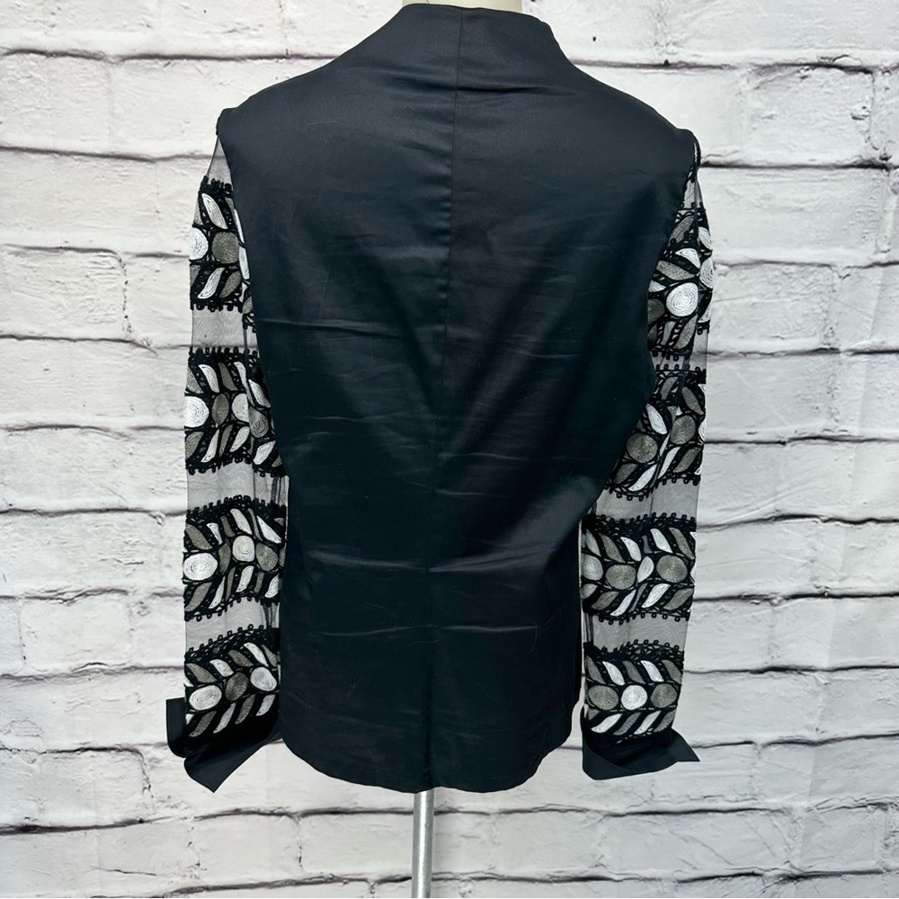 NARACAMICIE VTG Blouse M Embroidered Artisan Long Cuffed Sleeve Netted Decor… - Picture 4 of 17